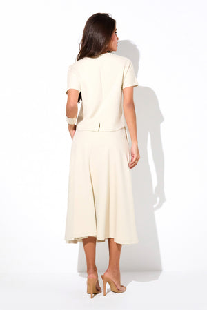 Saia Midi Evasê Comfort Office Nude