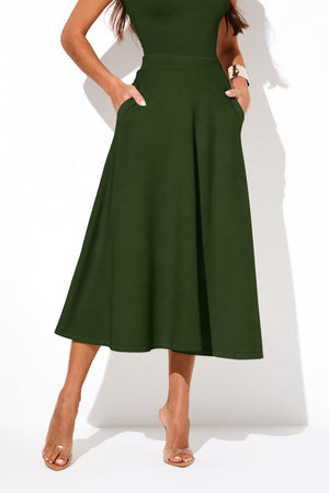 Saia Midi Evasê Comfort Office Verde