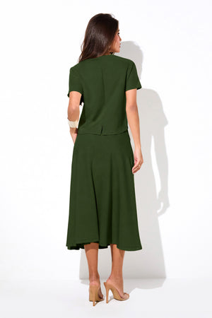 Saia Midi Evasê Comfort Office Verde