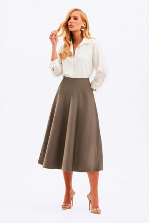 Saia Midi Evasê Glam Fendi QUE NÃO AMASSA