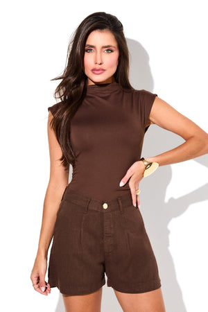 Shorts Alfaiataria de Linho Dunas Coffee