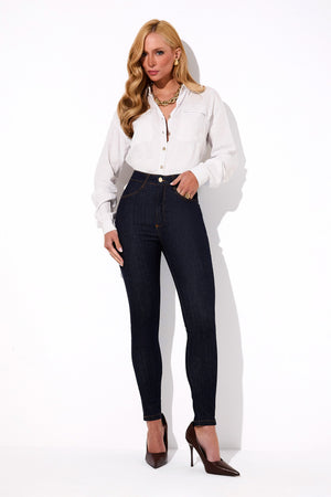 Calça Jeans Skinny Ultra Modeladora Cintura Alta Barra Tradicional