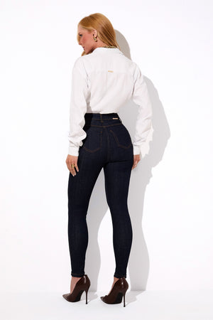 Calça Jeans Skinny Ultra Modeladora Cintura Alta Barra Tradicional