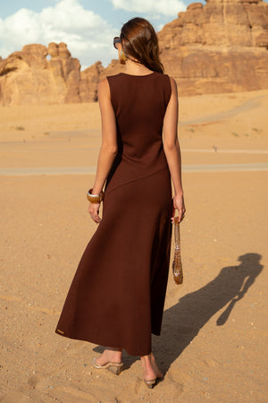 Vestido Longo Comfort Office Coffee