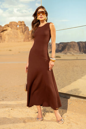Vestido Longo Comfort Office Coffee