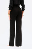 Calça Jeans Modeladora Wide Leg Preto Intenso Cós Médio Barra Tradicional