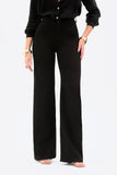 Calça Jeans Modeladora Wide Leg Preto Intenso Cós Médio Barra Tradicional