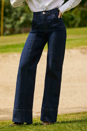 Calça Jeans Wide Leg Soul Cintura Super Alta Escura
