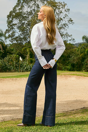 Calça Jeans Wide Leg Soul Cintura Super Alta Escura