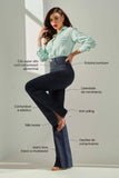 Calça Jeans Modeladora Fantástica Wide Leg Cós Super Alto Barra Corte a Laser