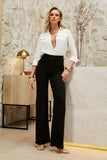 Calça Jeans Modeladora Wide Leg Preto Intenso Cós Super Alto