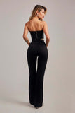 Calça Jeans Modeladora Wide Leg Preto Intenso Cós Super Alto