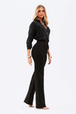 Calça Jeans Modeladora Wide Leg Preto Intenso Cós Super Alto