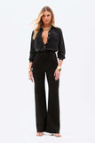 Calça Jeans Modeladora Wide Leg Preto Intenso Cós Super Alto