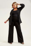 Calça Jeans Modeladora Wide Leg Preto Intenso Cós Super Alto