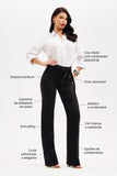 Calça Jeans de Rica Estilo Alfaiataria Tecnológica Wide Leg Cós Médio Preto Intenso