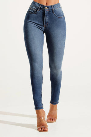 Calça Jeans Skinny Modeladora Inesquecível Cós Médio
