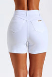 Shorts Jeans Modelador Branco Cós Super Alto