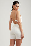 Shorts Jeans Modelador Off White Cós Super Alto