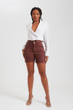Shorts Jeans Modelador Coffee Cós Super Alto