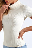 Blusa Canelada Premium Gola Alta Off White