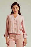 Camisa Cropped Jeans Encantadora Rosa