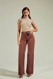 Calça Jeans Modeladora Wide Leg Coffee