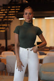 Blusa Canelada Premium Gola Alta Verde
