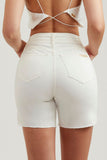 Shorts Jeans Modelador Off White Cós Super Alto