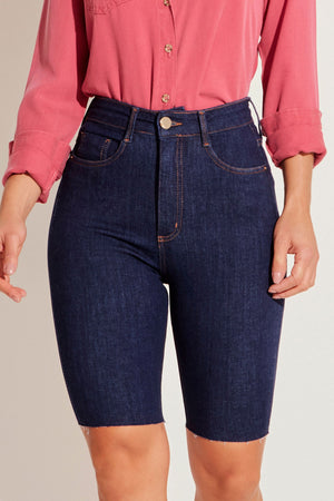 Shorts Jeans Modelador Ciclista Revolucionário Cós Super Alto