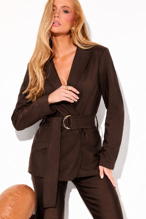 Blazer Glam Coffee QUE NÃO AMASSA