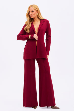 Calça Pantalona Comfort Office Basic Marsala