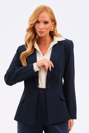 Blazer Feminino de Alfaiataria Estruturado Essence Azul