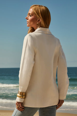 Blazer Feminino com Viscose e Linho Essence Off White