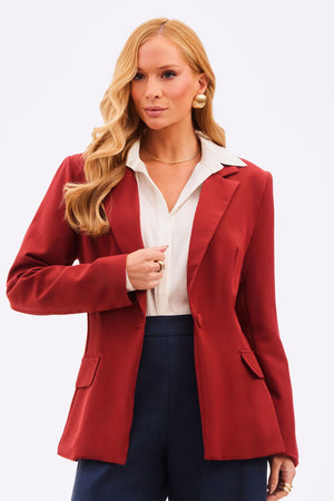 Blazer Feminino de Alfaiataria Estruturado Essence Marsala