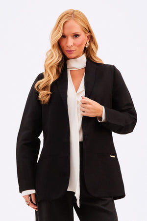 Blazer Feminino com Viscose e Linho Essence Preto