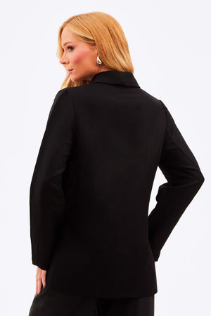 Blazer Feminino com Viscose e Linho Essence Preto