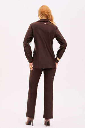 Blazer Feminino Glam Estruturado Coffee QUE NÃO AMASSA