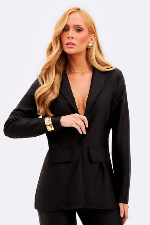 Blazer Feminino Glam Estruturado Preto QUE NÃO AMASSA