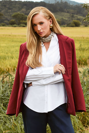 Blazer Feminino de Alfaiataria Estruturado Essence Marsala