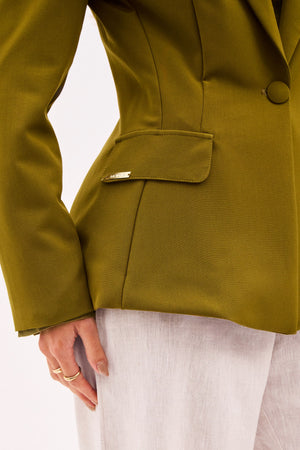 Blazer Feminino de Alfaiataria Estruturado Essence Verde Oliva