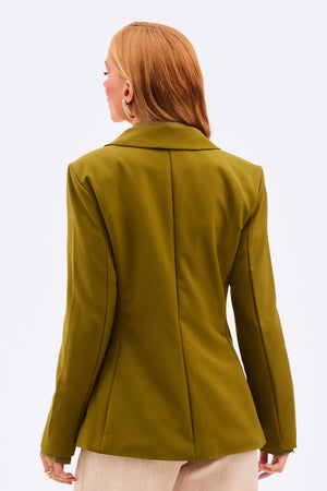 Blazer Feminino de Alfaiataria Estruturado Essence Verde Oliva