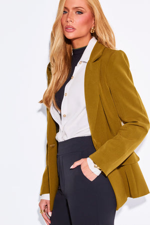 Blazer Feminino de Alfaiataria Estruturado Essence Verde Oliva
