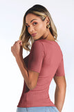 Blusa Canelada Premium Decote Canoa Rose