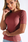 Blusa Canelada Premium Decote Canoa Rose