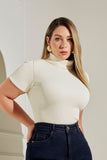 Blusa Canelada Premium Gola Alta Off White