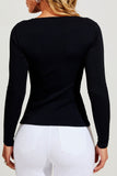 Blusa Canelada Premium Decote Canoa Manga Longa Preta
