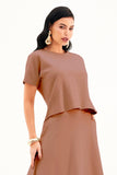 Blusa Ampla Manga Curta Comfort Office Mocha Mousse