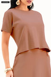 Blusa Ampla Manga Curta Comfort Office Mocha Mousse