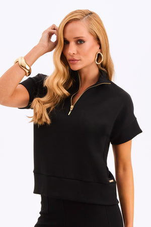 Blusa Estruturada com Zíper Comfort Office Preta